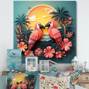 Pink Tropical Toucans - Bird Floral Wall Art Prints